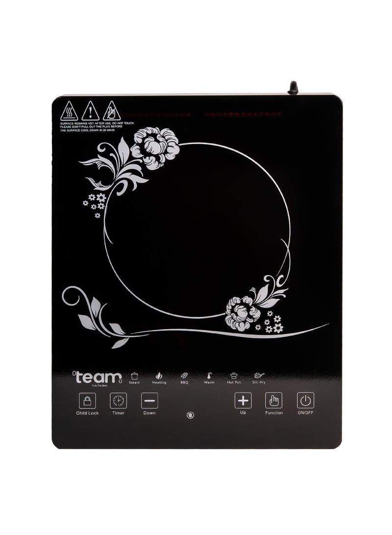تيم Team Infrared Cooker 2000W Touch Control Electric Cooktop | Digital LED Display | 10 Power & Temperature Levels | Black Crystal Glass Plate | Portable Energy Efficient Infrared Stove - Image 1